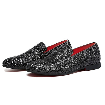 Slip-On Design with Silver and Loafers Glitter Men's
