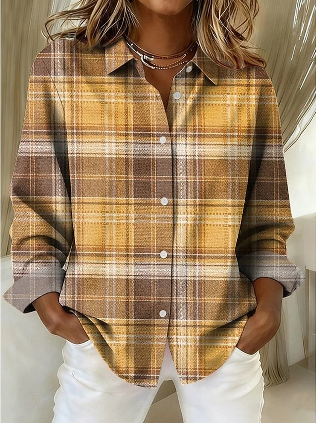 Women's Shirt Blouse Graphic Geometric Plaid Vintage Daily