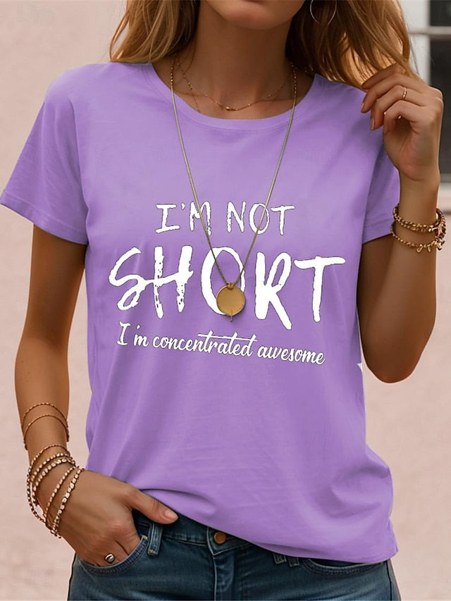 Women's T shirt Casual Funny Quote Crew Neck Black White
