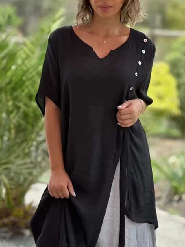 Women's Maxi Dress Cotton Blend Casual Dress Plain Dress