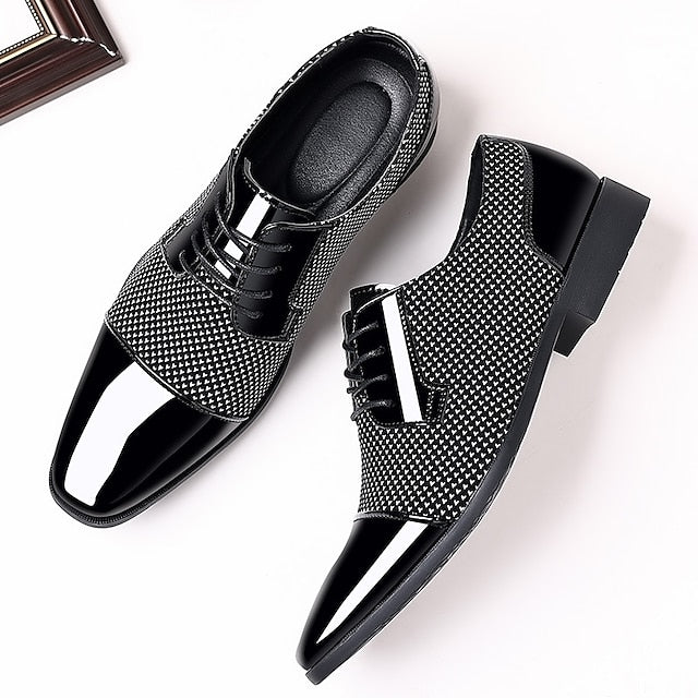 Black Lace-Up Shoes Patent Men's Formal Faux Leather