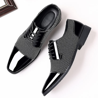 Black Lace-Up Shoes Patent Men's Formal Faux Leather
