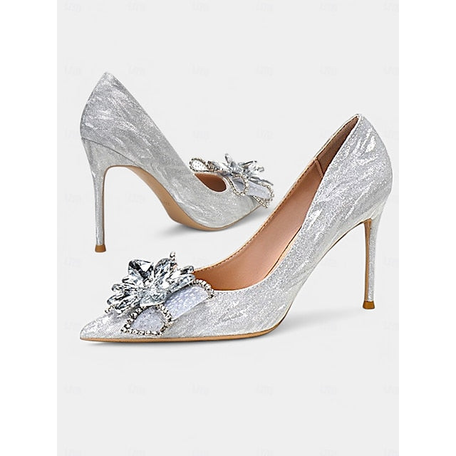 Silver Glitter Sparkling Heels Women Wedding – for High Shoes