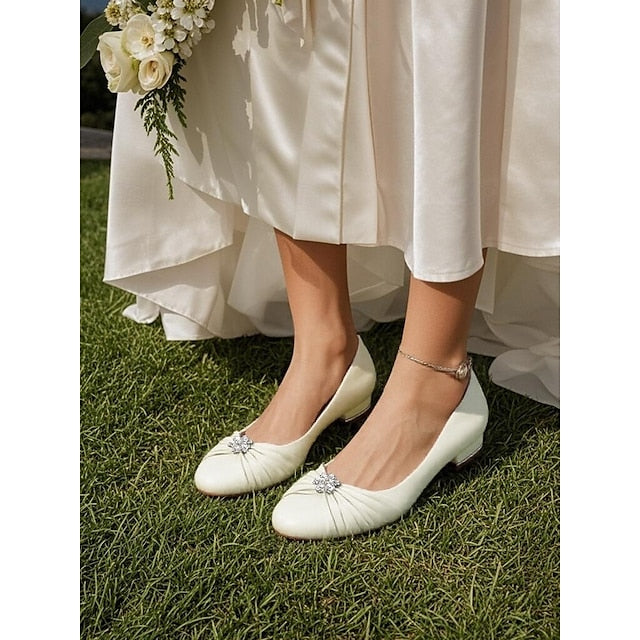 Wedding Women's with Light Flats Satin Rhinestone Blue