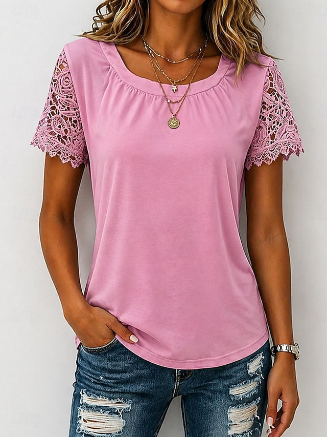 Women's Shirt Blouse Lace Tops Lace Plain Stylish Classic