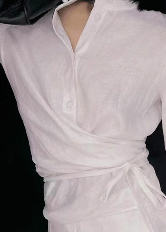 Two Lace Original Set Suit Linen Collar Up White Piece Stand