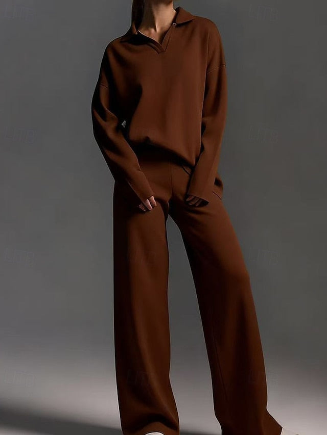 Women's Pants Sets Bolero Top Long Sleeve Shirt Collar