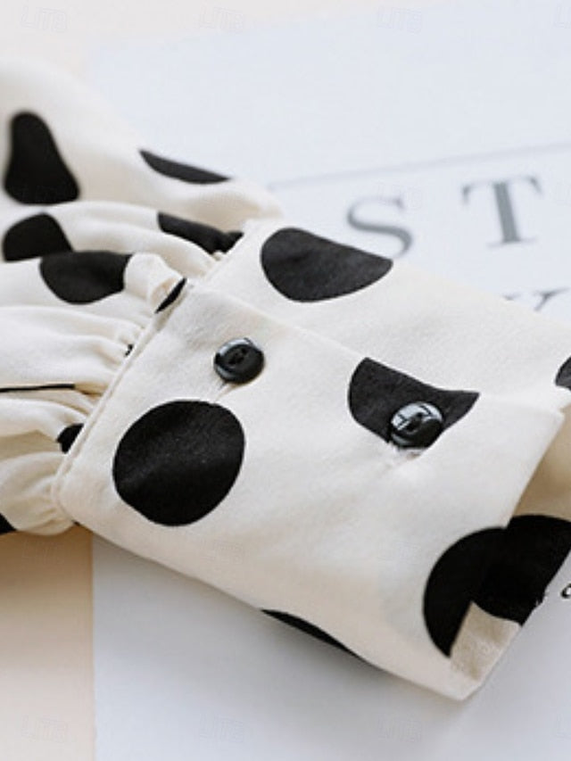 Women's Shirt Blouse Tie Front Polka Dot Active Stylish