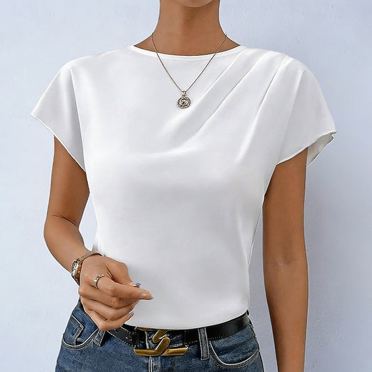 Women's Shirt Satin Blouse Dress Shirt Solid Color Plain