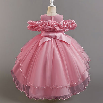 Wedding Short Kids Dress Sleeve Girls' Floral Flower Party