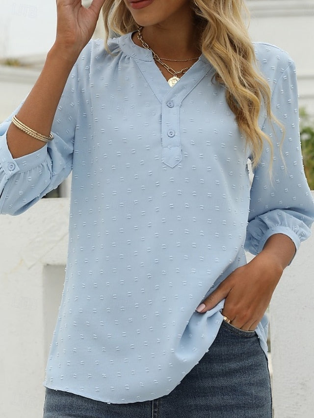Women's Blouse Buttons Solid Color Elegant Stylish Casual