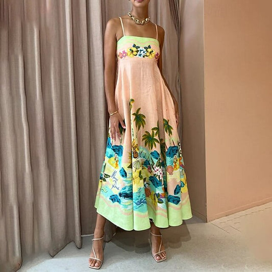Women's Midi Dress Summer Dress Slip Dress Print Dress