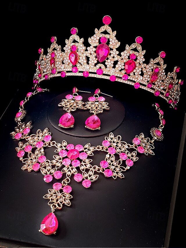 – Women's Set Silver and Jewelry Rhinestone Elegant Tiara