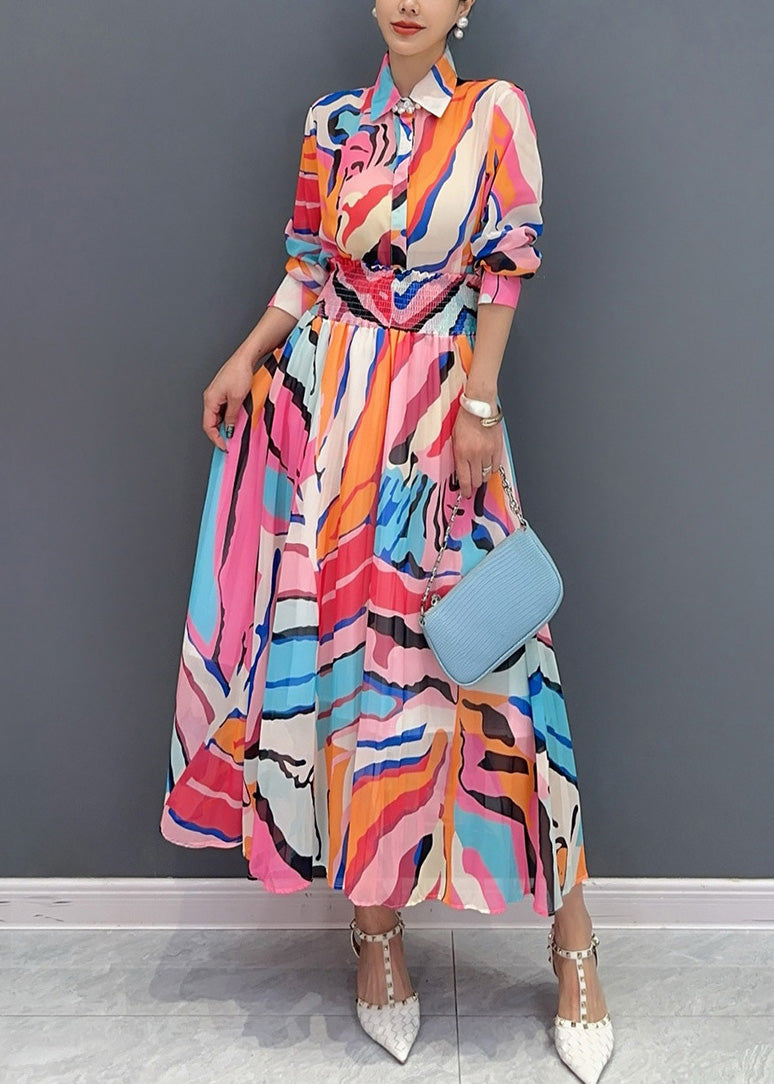 Fine Peter Pan Collar Print Chiffon Two Pieces Set Fall AO1058