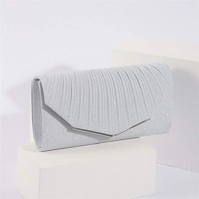 Clutch Elegant Evening Gold with Bag Metal Women's Glitter