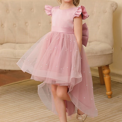 Dress Girl Color Solid Girls' Kids Party Flower