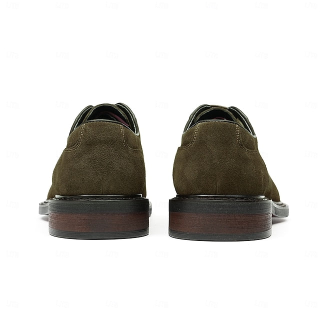 Cowhide Suede Derby Genuine Men's Shoes Leather - Classic