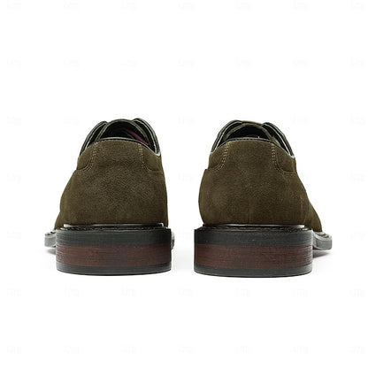 Cowhide Suede Derby Genuine Men's Shoes Leather - Classic