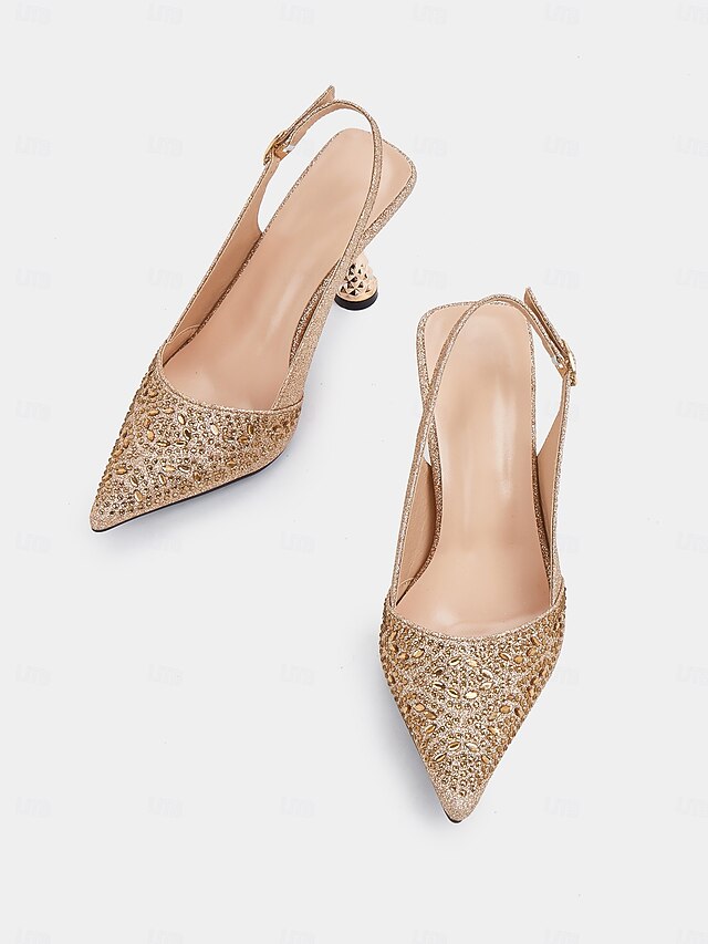 Toe – Pumps Slingback Glitter Pointed Women's Sparkling
