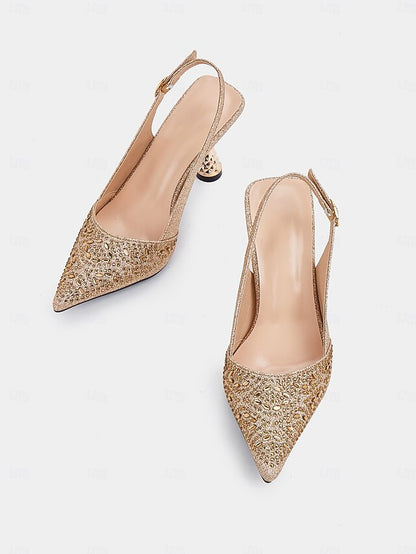 Toe – Pumps Slingback Glitter Pointed Women's Sparkling