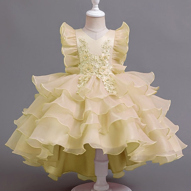 Dress Floral Kids Girls' Asymmetrical Party