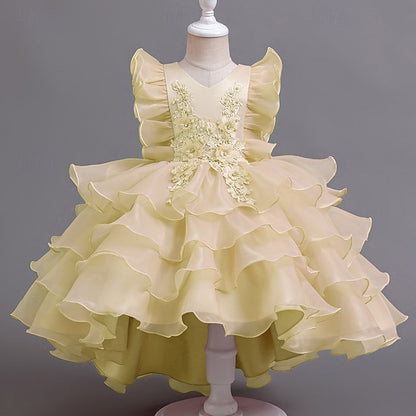 Dress Floral Kids Girls' Asymmetrical Party