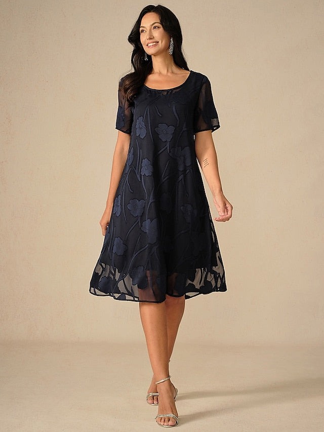Women's Knee Length Dress Chiffon Dress Elegant Casual