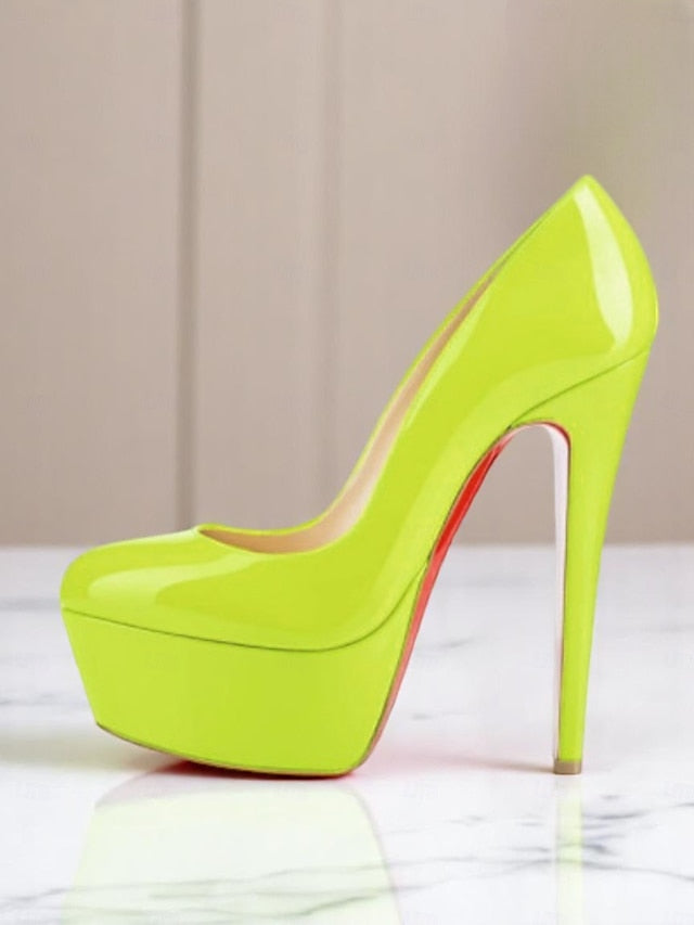 Patent Heels with Women's Platform Black Pointed-Toe and