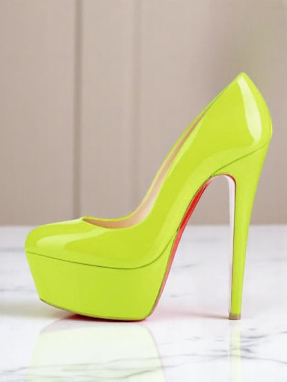 Patent Heels with Women's Platform Black Pointed-Toe and