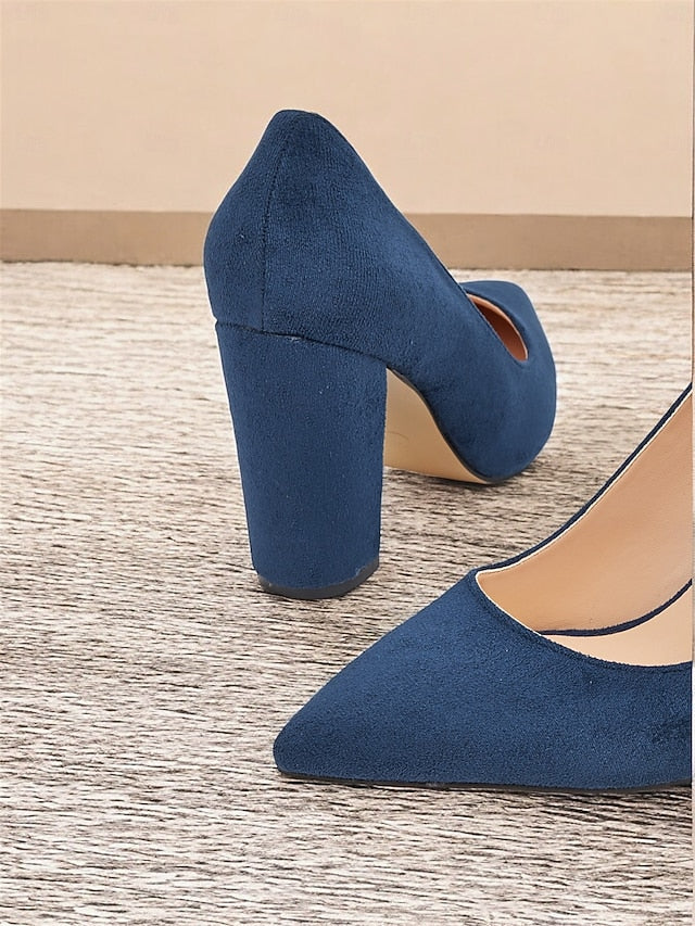 Heels Pointed Suede Toe Block Heel High | Women's Classic