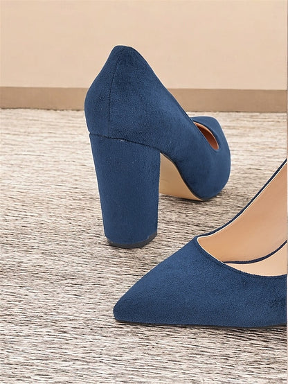 Heels Pointed Suede Toe Block Heel High | Women's Classic