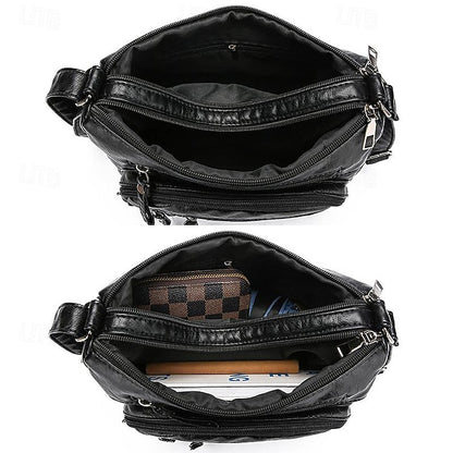 Bag Women's Faux Multiple Leather with Quilted Crossbody