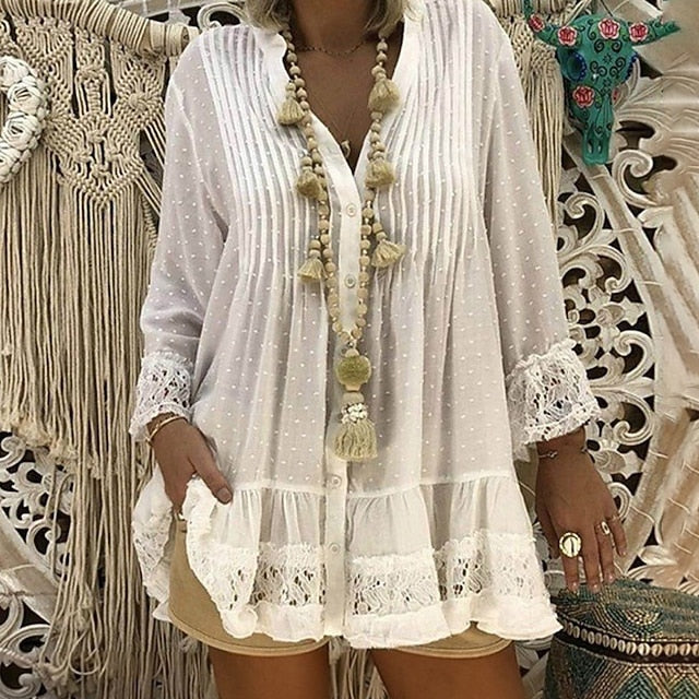 Women's Shirt Casual Shirt Button Up Shirt Chiffon Tops