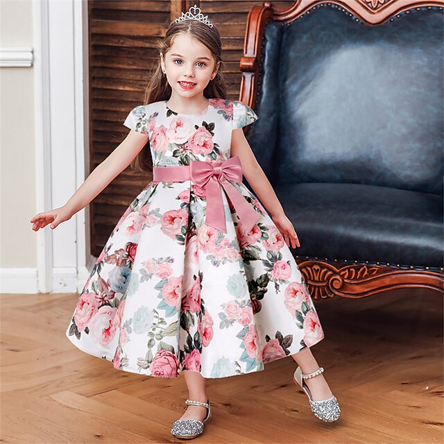 Dress Short Sleeve Flower Kids Girls' Party Floral
