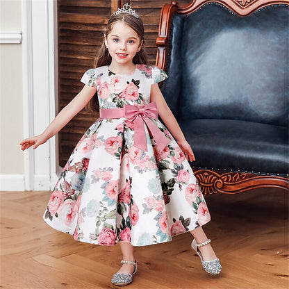 Dress Short Sleeve Flower Kids Girls' Party Floral
