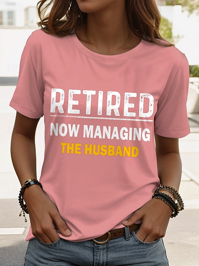 Women's T Shirt Retired Graphic Letter Vintage Stylish