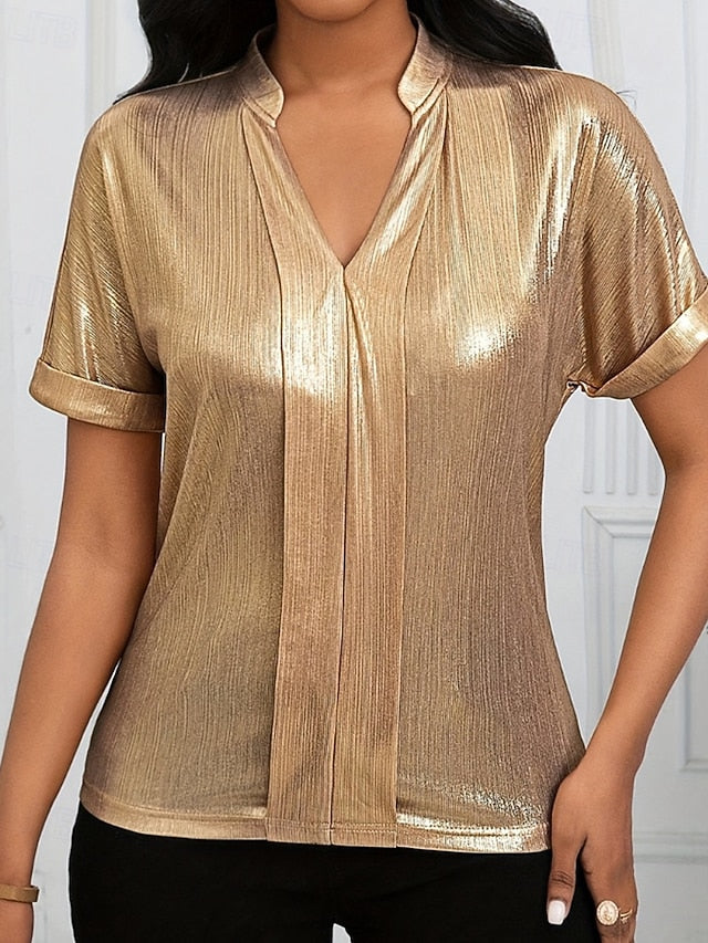 Women's Shirt Velvet Elegant Dressy Plain Stylish Modern