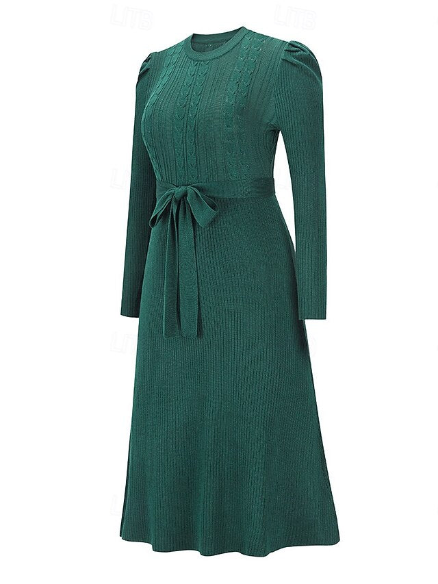 Women's Sweater Dress Fashion Elegant Dress Solid Color