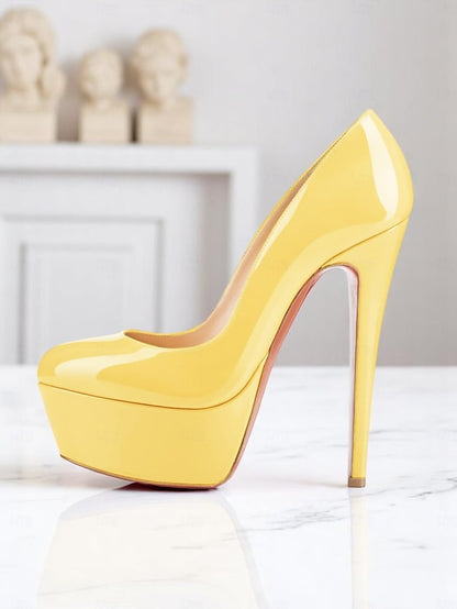 Patent Heels with Women's Platform Black Pointed-Toe and
