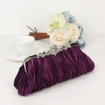 Pleated White Satin Women's Elegant Clutch Evening –