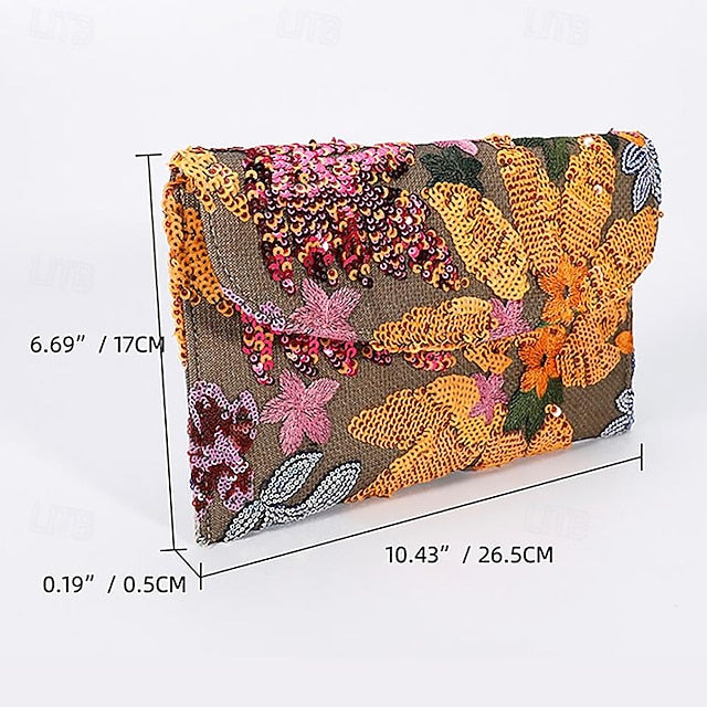 - Women's Floral Clutch Handheld Embroidered Evening Bag