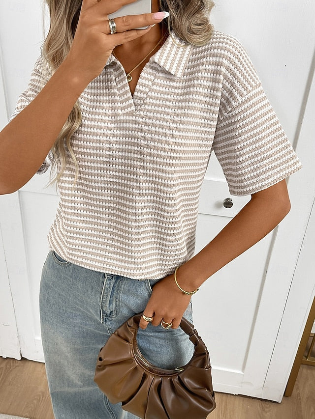 Women's Tunic Plain Stylish Classic Casual Short Sleeve
