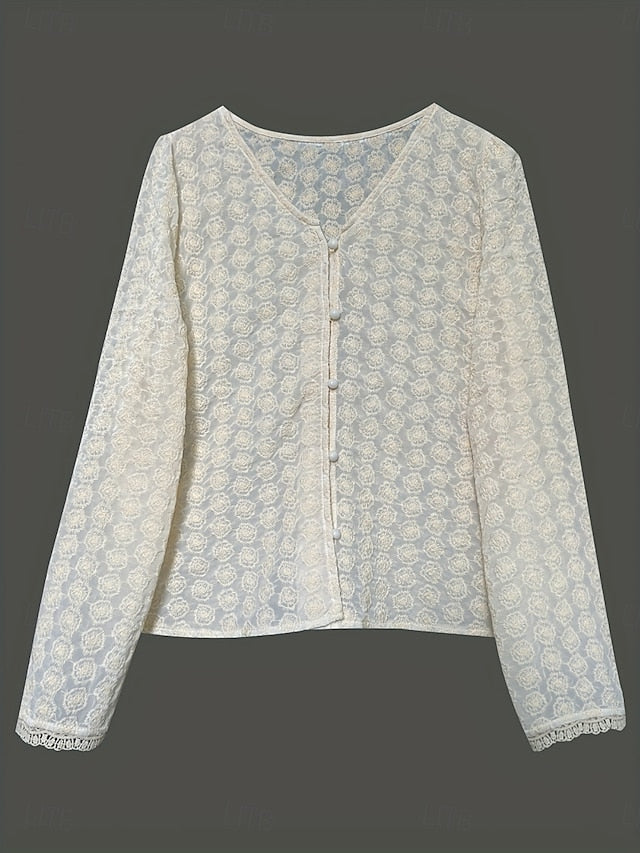 Women's Blouse Lace Patchwork Solid Color Stylish Casual
