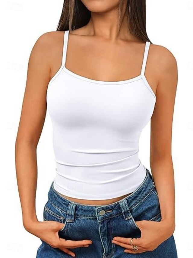 Women's Tank Top Sleeveless Shirt Tee Top Solid Color
