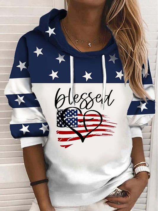 Independence Day Patriotic Shirt Women's Plus Size Hoodie