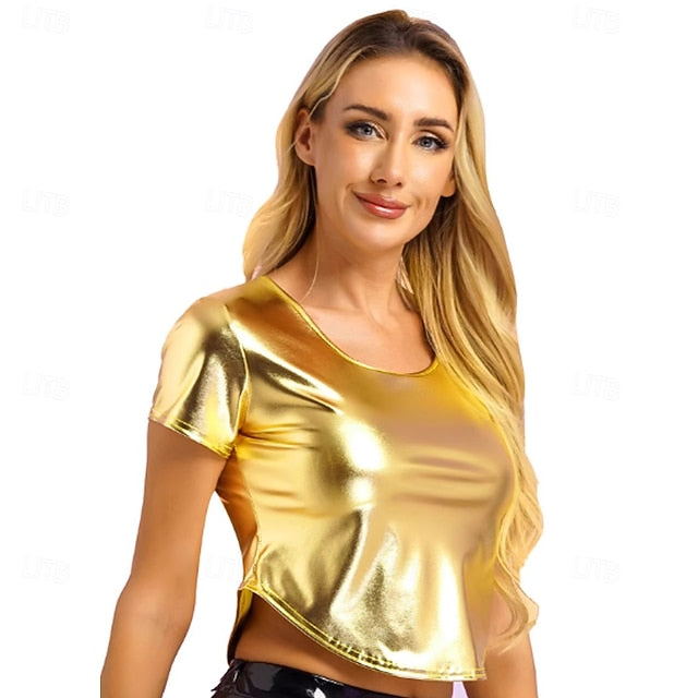Mardi Gras 2026 Retro Vintage 1980s T-shirt Crop Top Disco Shiny