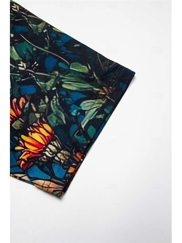 Women's T shirt Round Neck Stained Glass Hummingbird Print