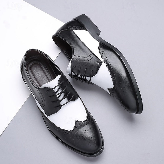 Shoes with Brogue and Men's White Black Oxford