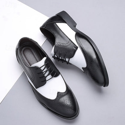 Shoes with Brogue and Men's White Black Oxford