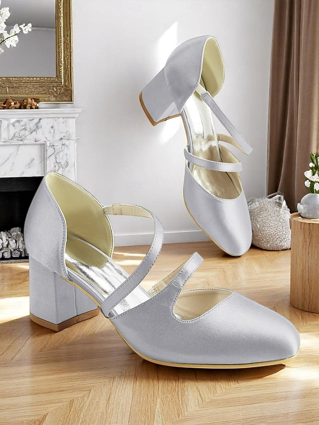 Satin Women's Mary 1950s Heels Jane Elegant Green – Block